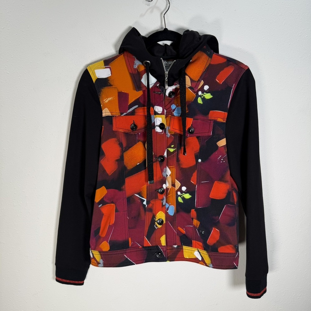 Simply Art Dolcezza Hoodie 'Jean' Knit Jacket Womens Sz Small Abstract Artsy